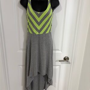 Gray and Green Striped Women's Dress